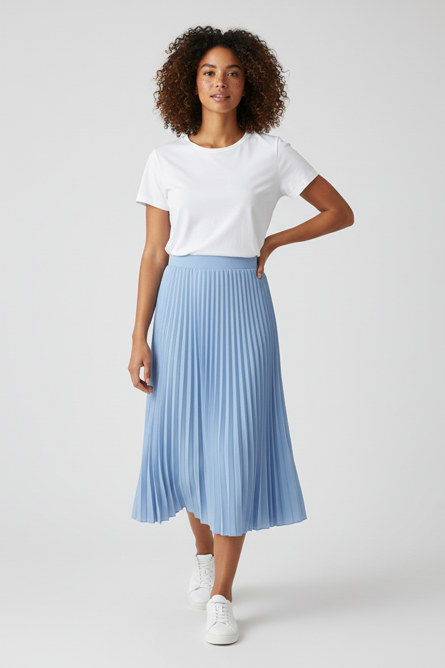 jupe bleu plissée