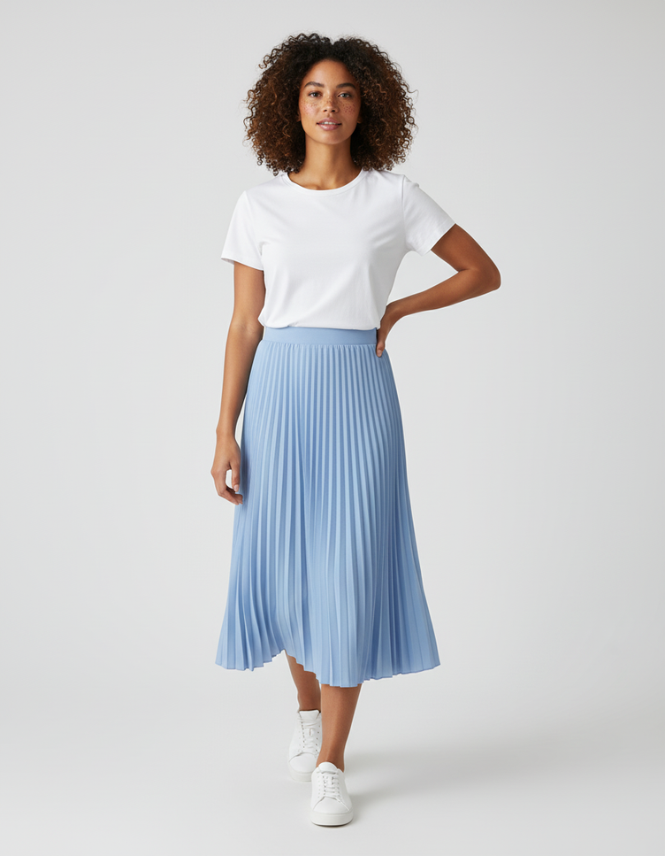 jupe bleu plissée