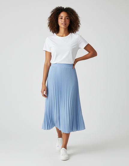 jupe bleu plissée