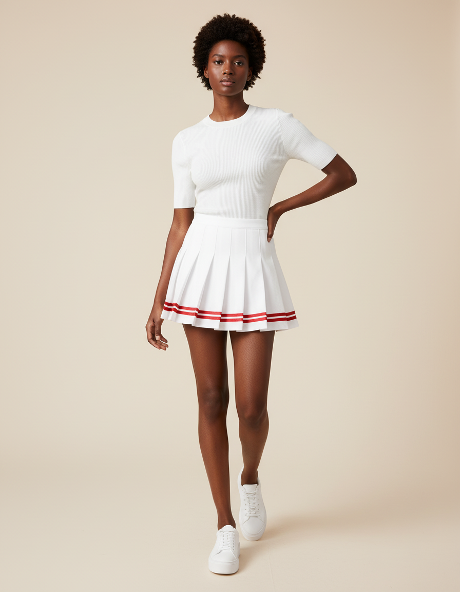 Jupe Plissée blanche mini décontractée