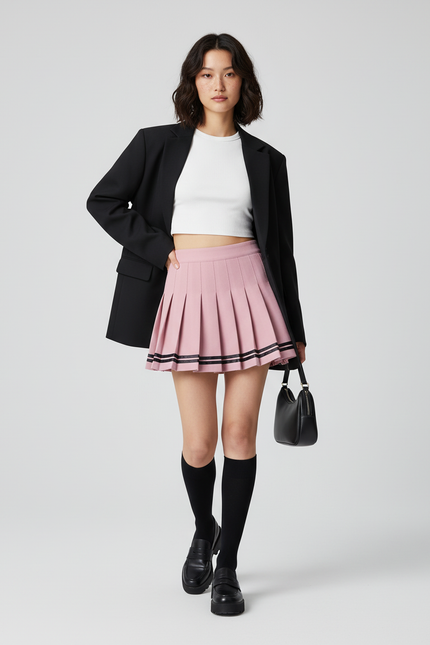 Jupe Plissée rose mini chic raffinée