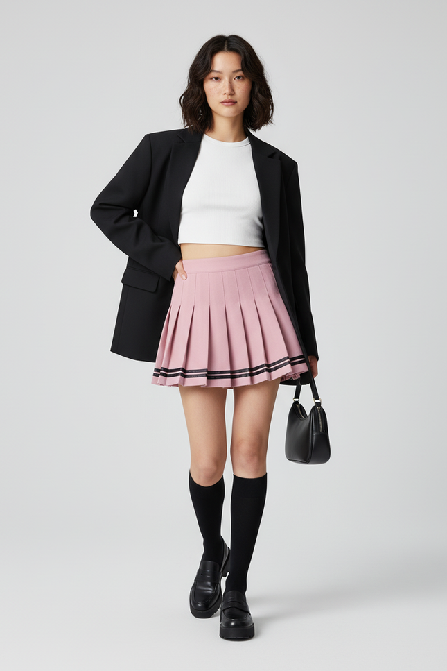 Jupe Plissée rose mini chic raffinée