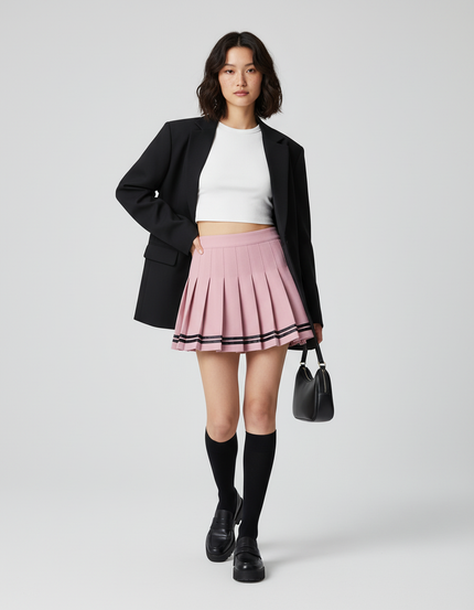Jupe Plissée rose mini chic raffinée