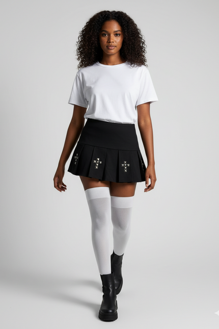 Jupe Plissée cloutée mini gothique