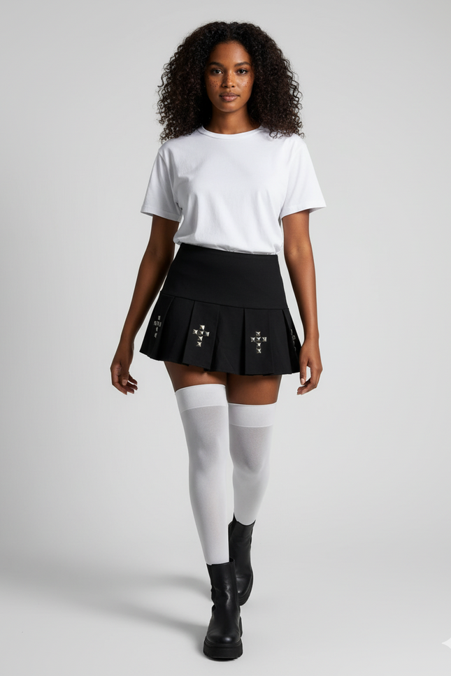 Jupe Plissée cloutée mini gothique