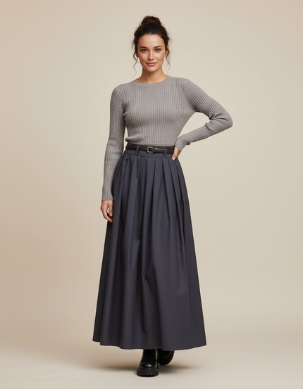 Jupe Plissée longue anthracite élégante