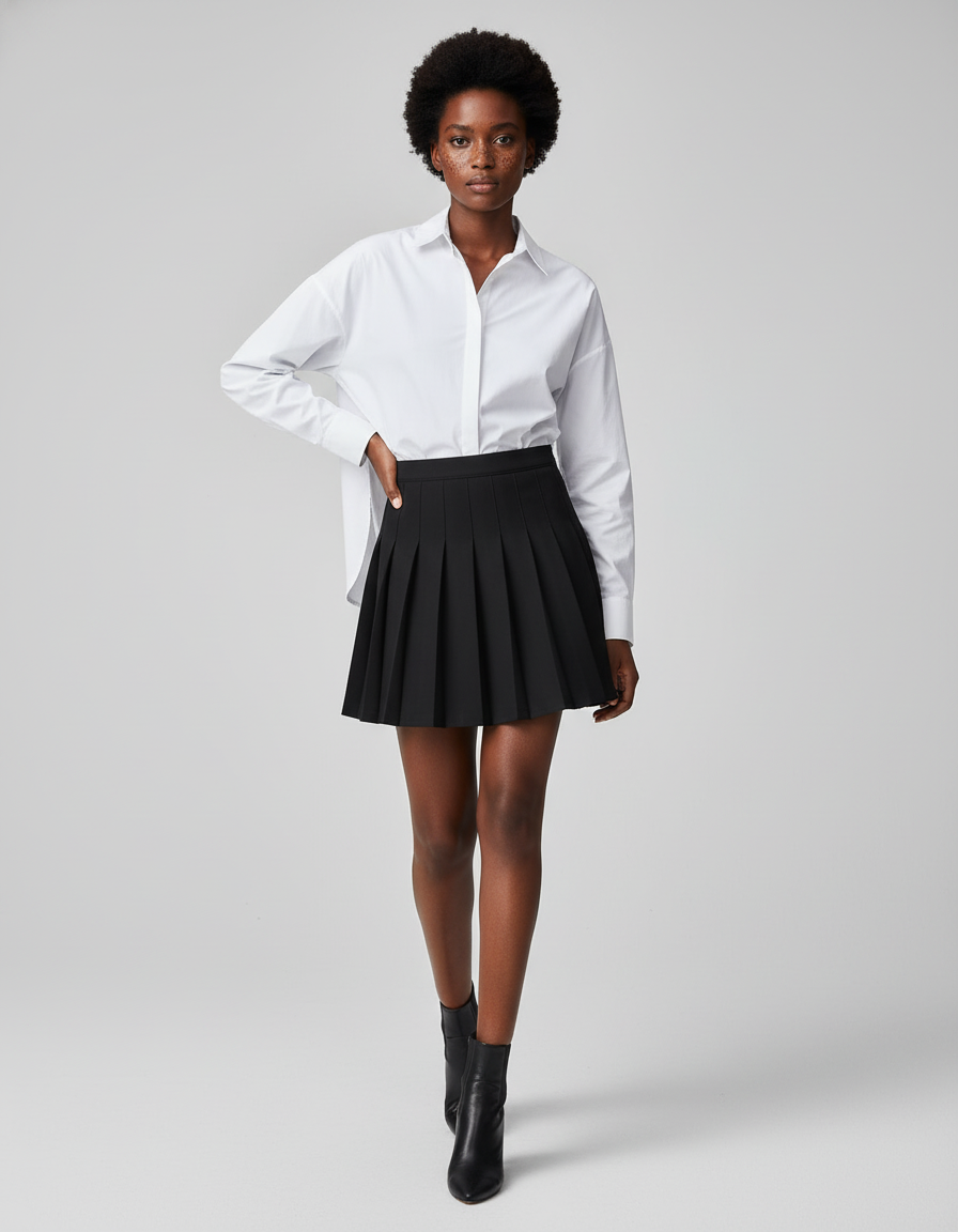 Jupe Plissée Noire Mini Chic féminine