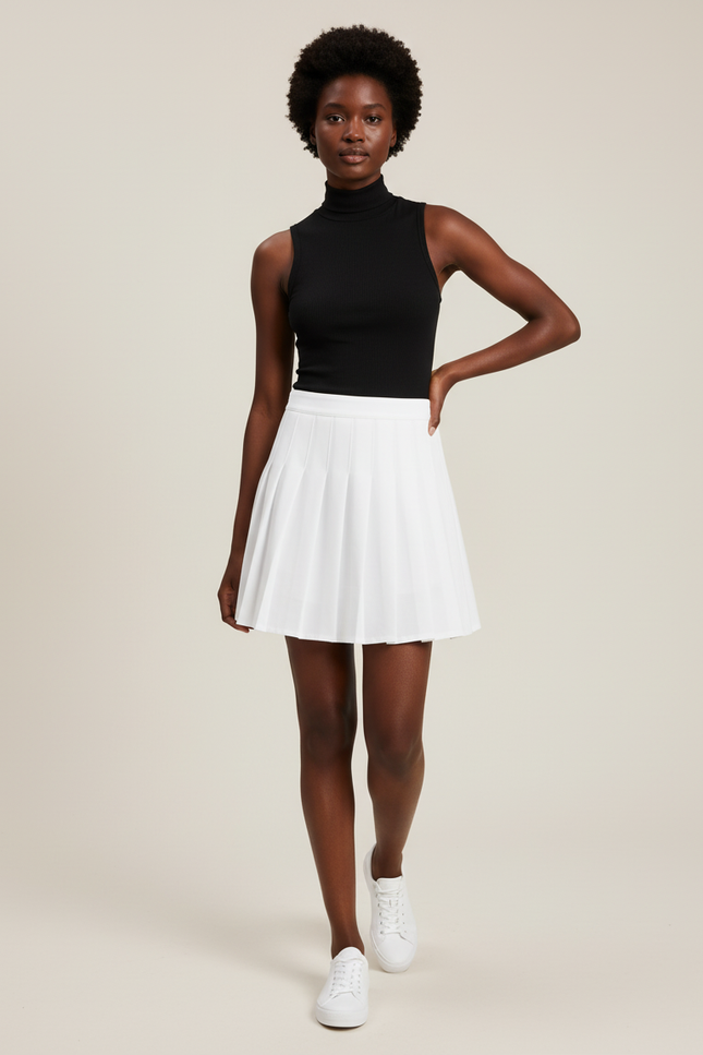 Jupe Plissée Blanche Mini Décontractée raffinée