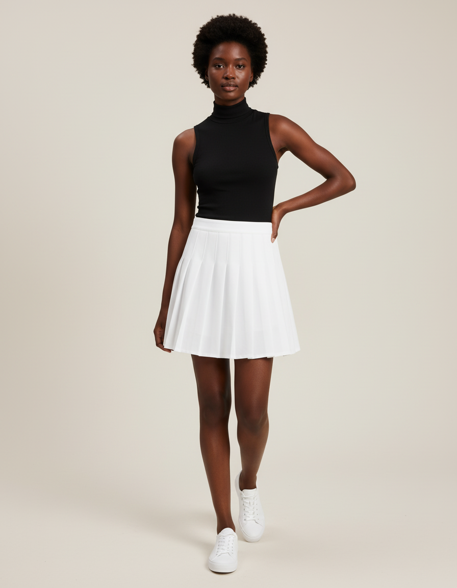Jupe Plissée Blanche Mini Décontractée raffinée