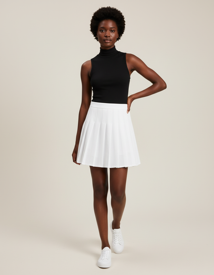 Jupe Plissée Blanche Mini Décontractée raffinée
