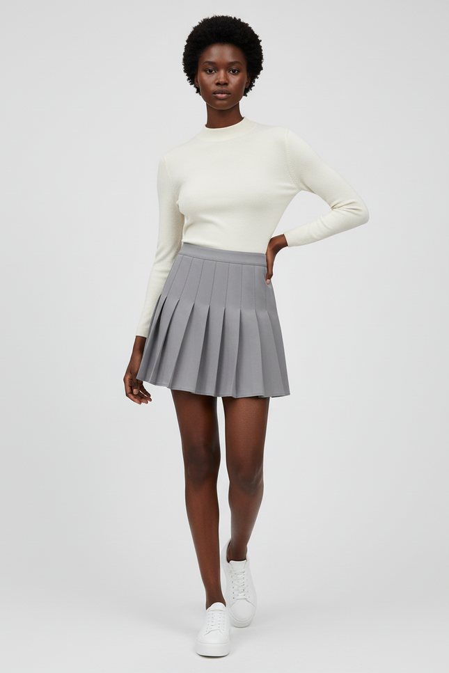 Jupe Plissée grise mini chic moderne