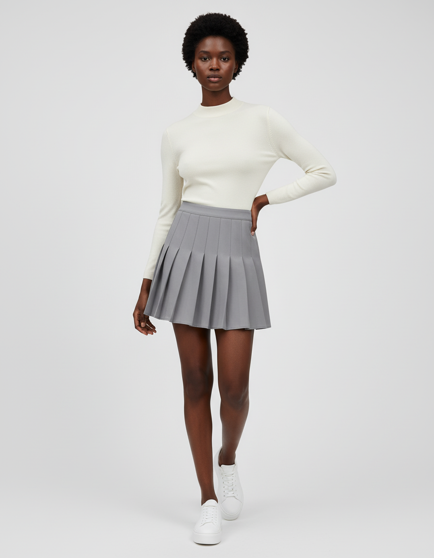 Jupe Plissée grise mini chic moderne