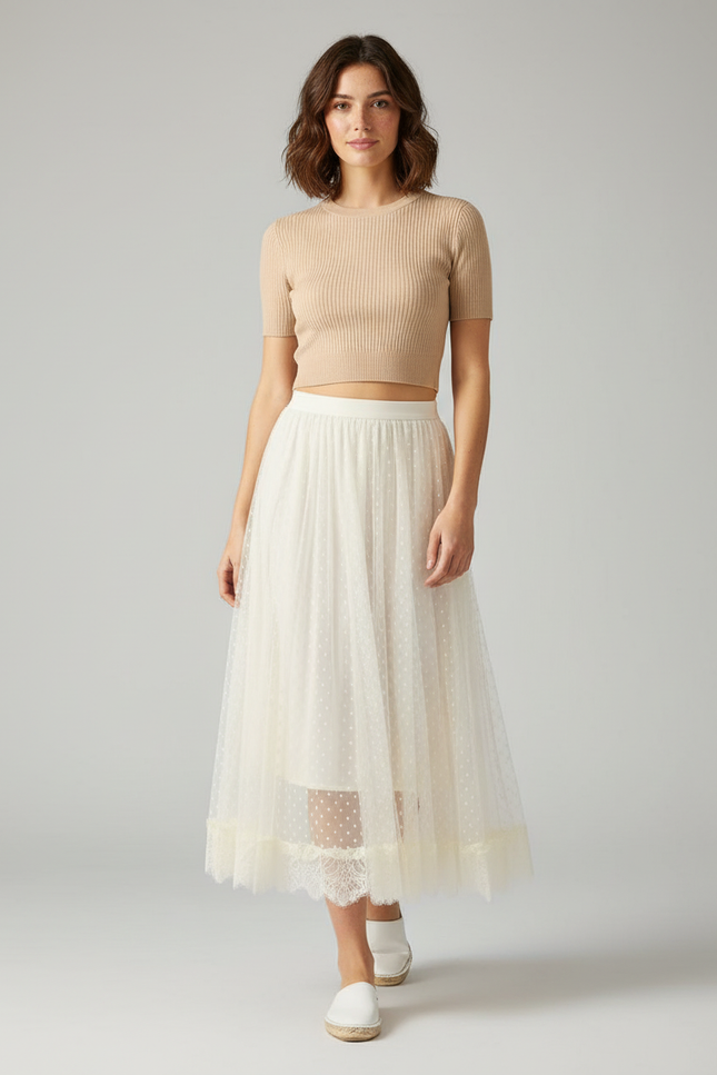 Jupe Plissée Tulle Longue Élégante