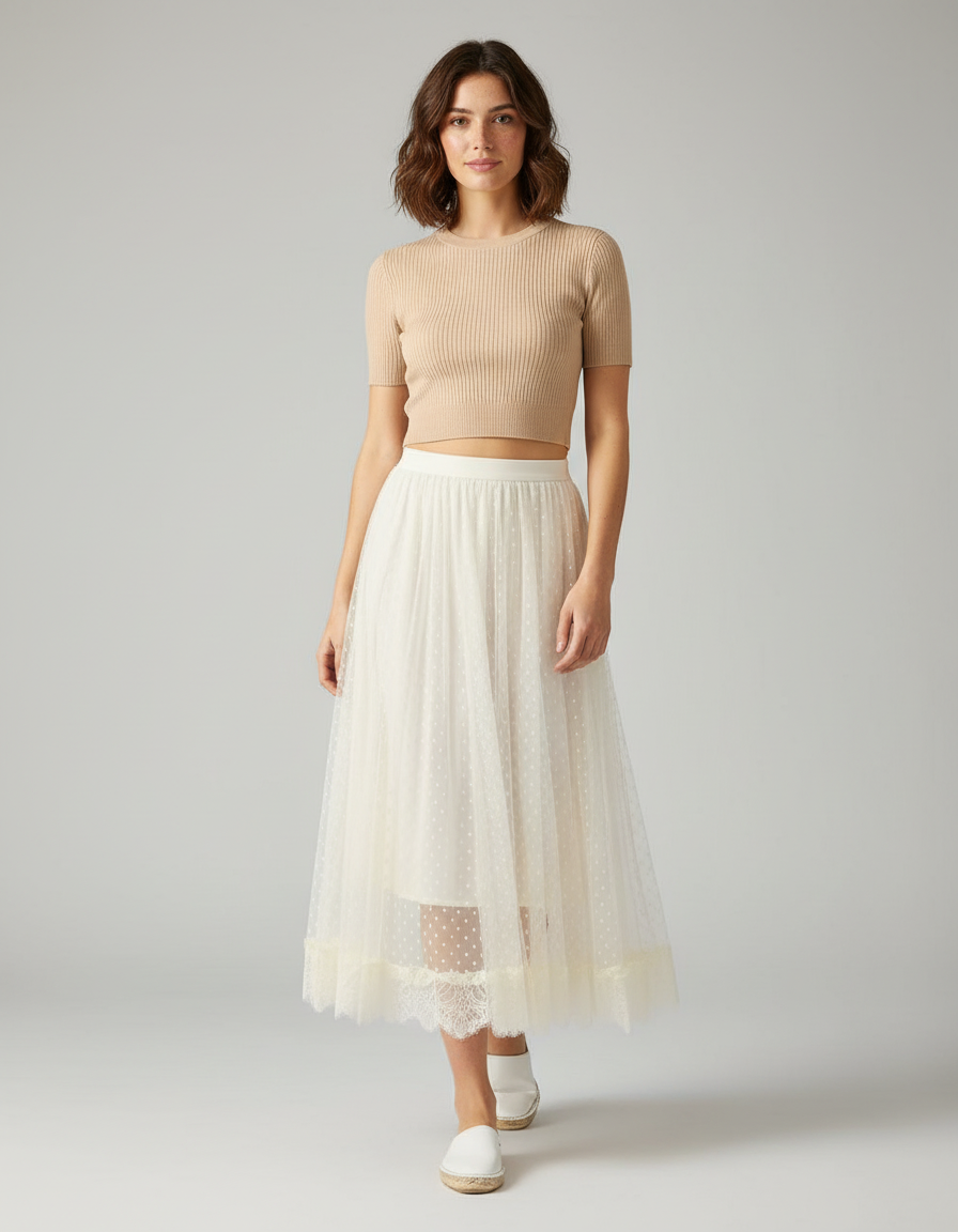 Jupe Plissée Tulle Longue Élégante