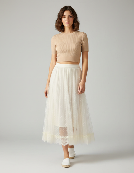 Jupe Plissée Tulle Longue Élégante