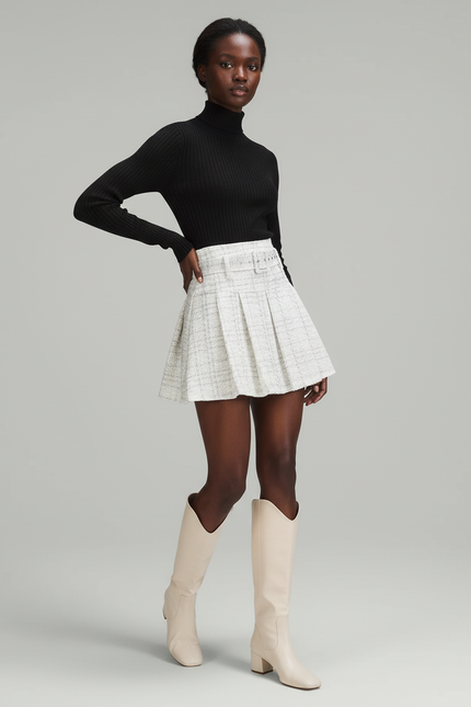 Jupe Plissée Tweed Mini élégante
