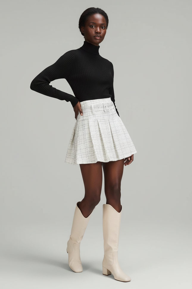 Jupe Plissée Tweed Mini élégante