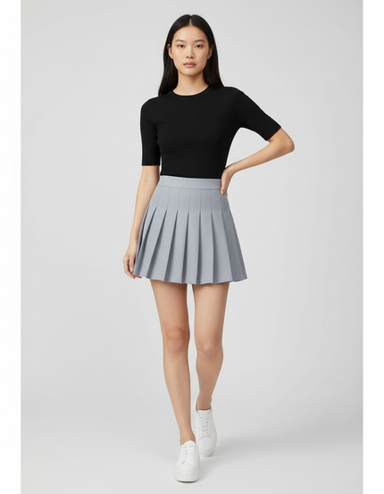 Jupe Plissée gris clair courte chic