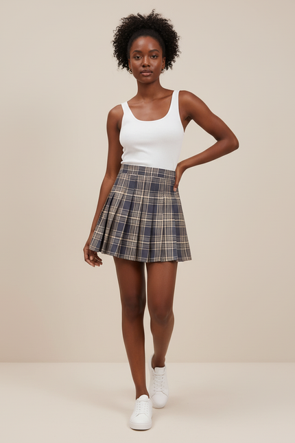 Jupe Plissée carreaux mini chic