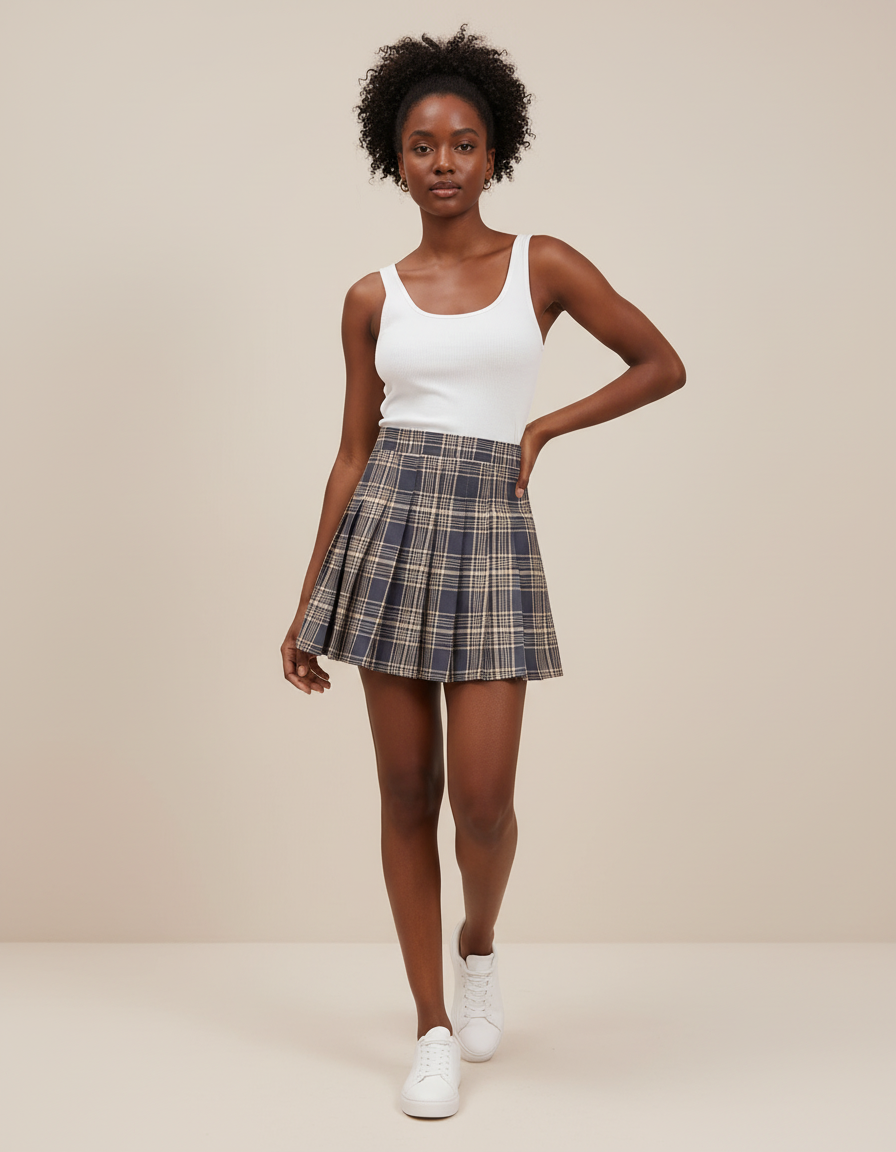 Jupe Plissée carreaux mini chic