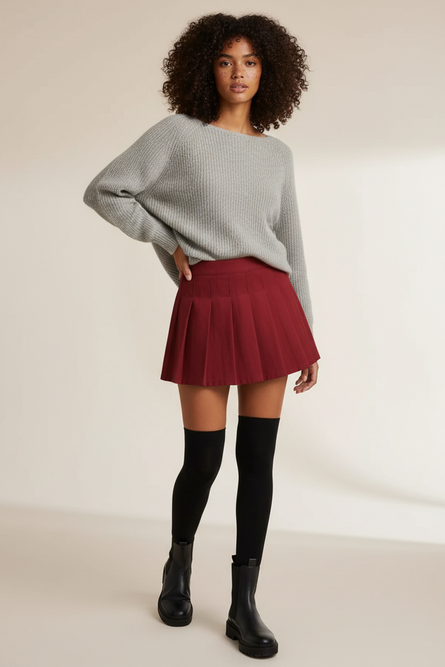 jupe plissée rouge courte