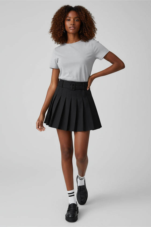 jupe short plissée noir