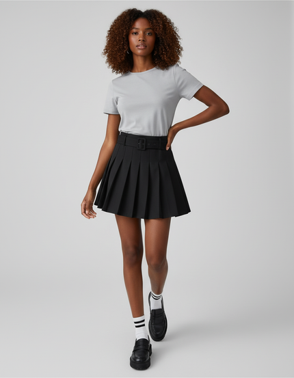 jupe short plissée noir