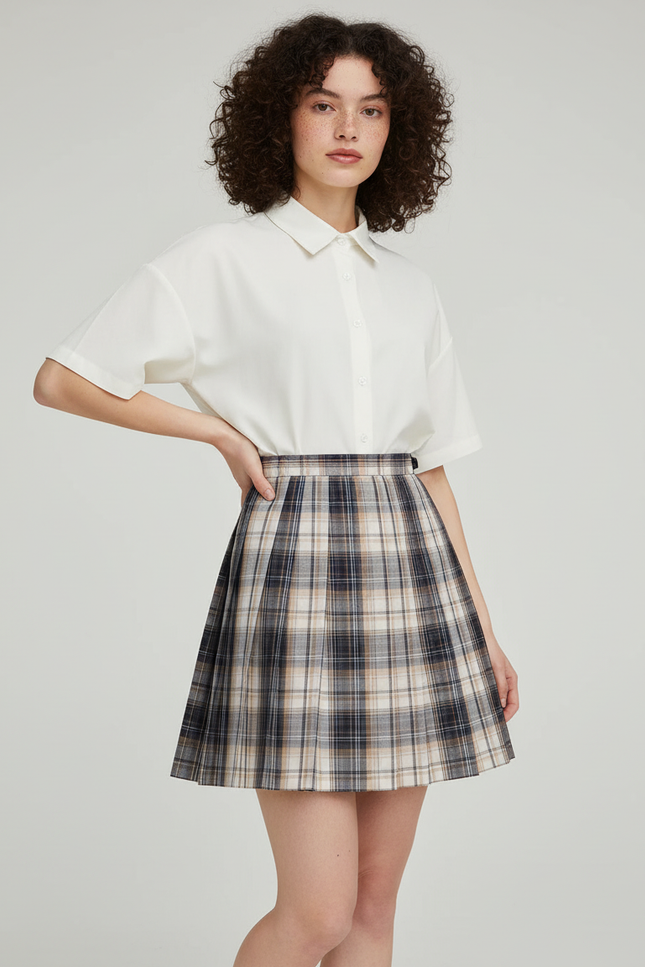 Jupe Plissée micro plaid Kawaii