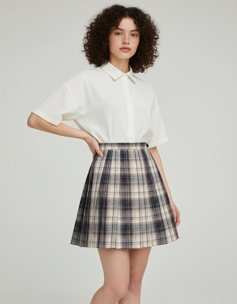 Jupe Plissée micro plaid Kawaii