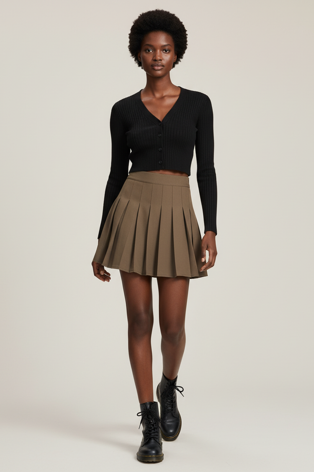 jupe plissée courte verte