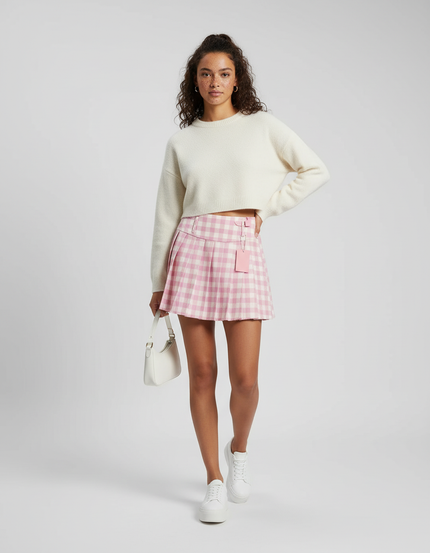 Jupe Plissée rose écossais chic