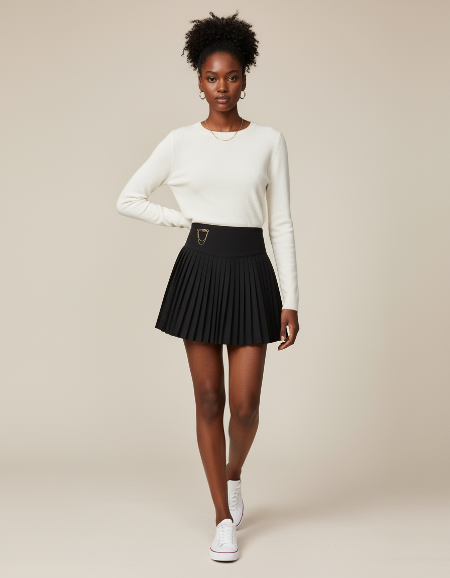 Jupe Plissée noire mini tennis