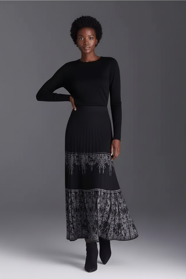 Jupe Plissée noire motifs élégante