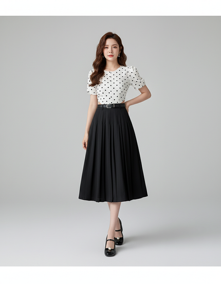 Jupe Plissée noire midi chic