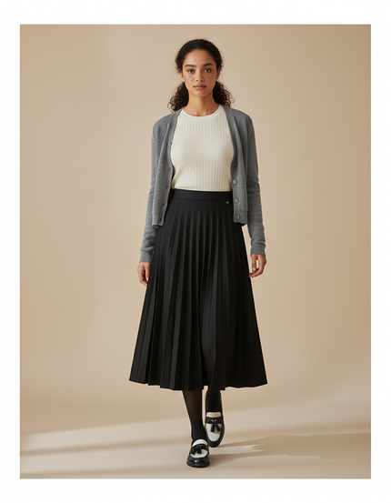 Jupe Plissée Noire Longue Chic