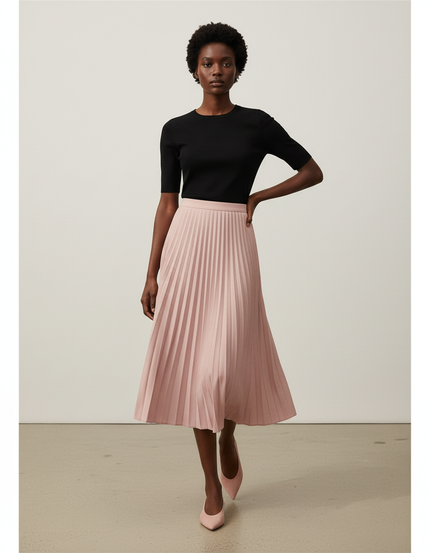 Jupe Plissée Rose Longue Élégante