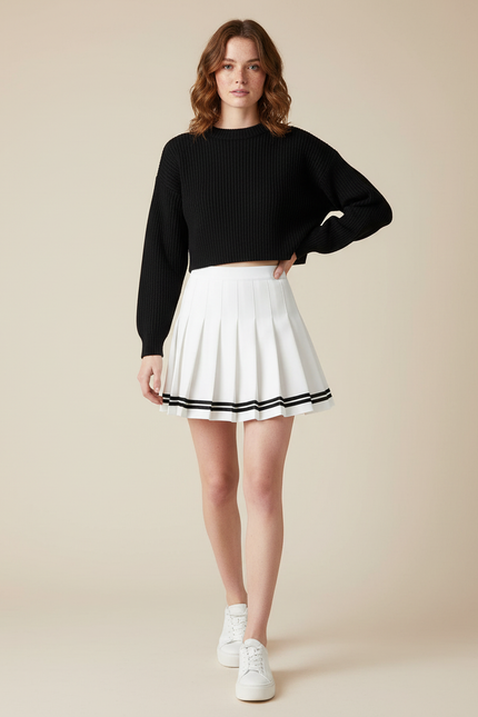 Jupe Plissée Blanche Mini Décontractée tendance