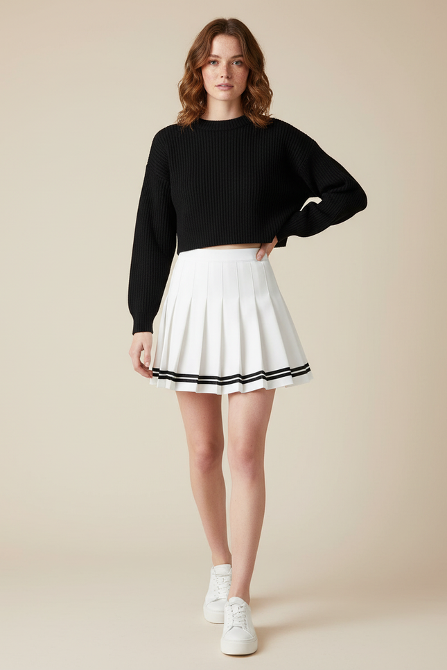 Jupe Plissée Blanche Mini Décontractée tendance