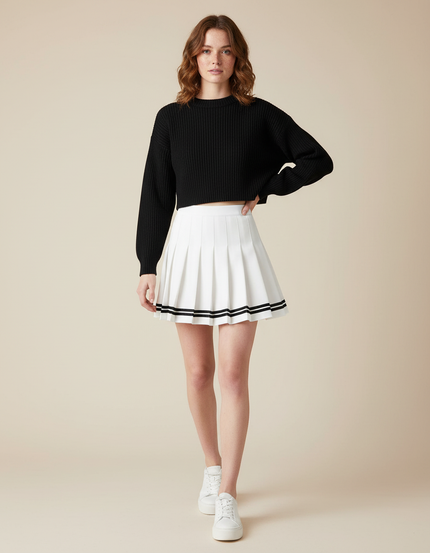 Jupe Plissée Blanche Mini Décontractée tendance