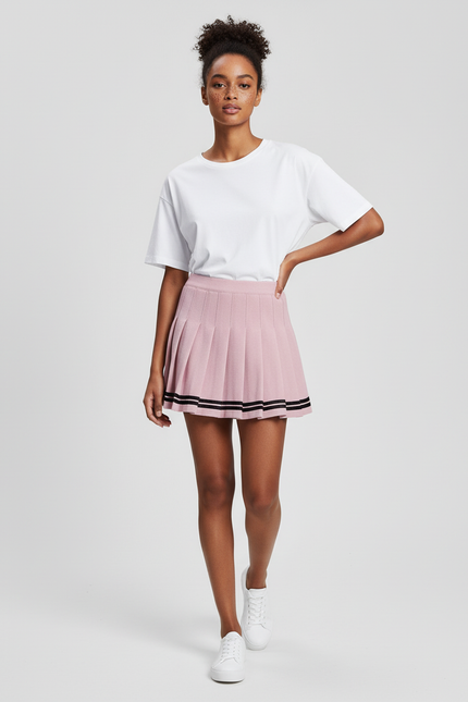 Jupe Plissée rose mini décontractée