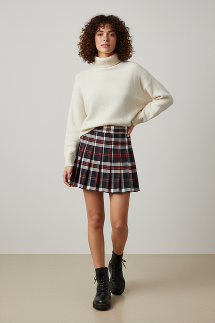 Jupe Plissée Mini Plaid Chic