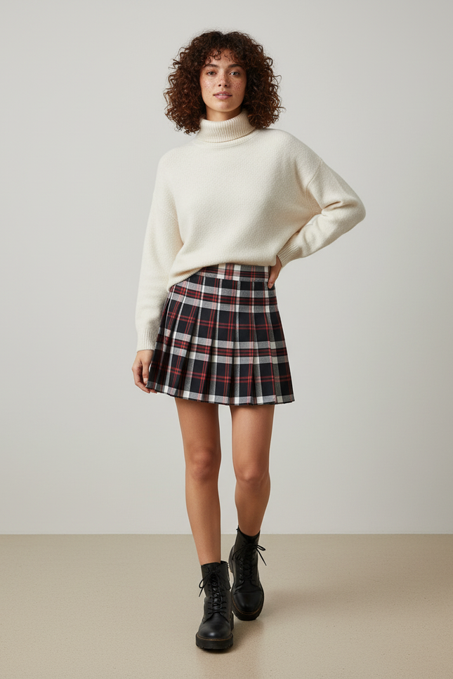 Jupe Plissée Mini Plaid Chic