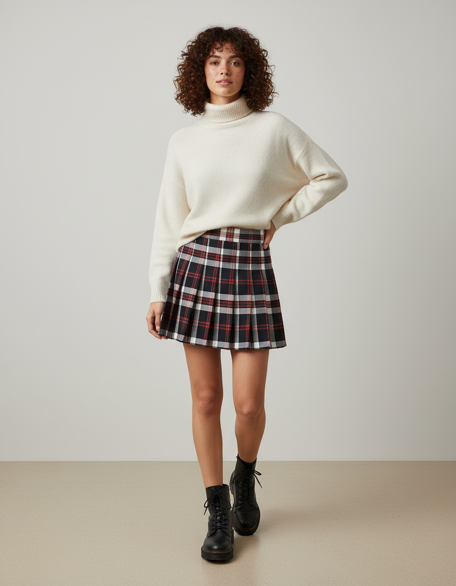 Jupe Plissée Mini Plaid Chic