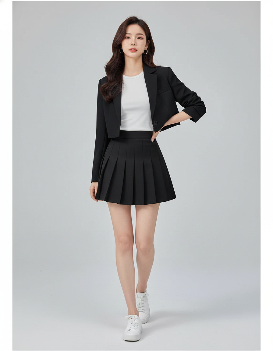 Jupe Plissée noire mini chic originale unique