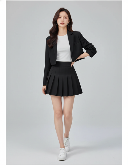 Jupe Plissée noire mini chic originale unique