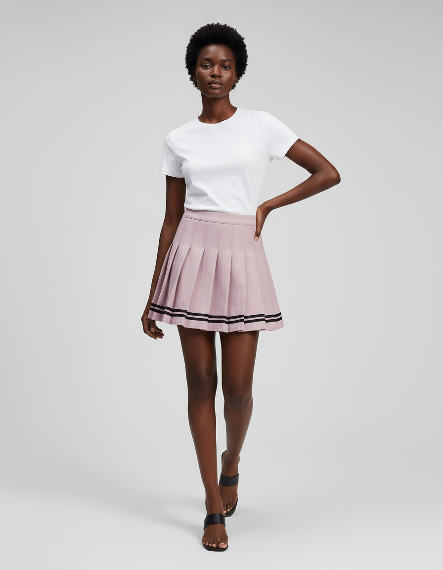 Jupe Plissée rose pâle mini chic tendance