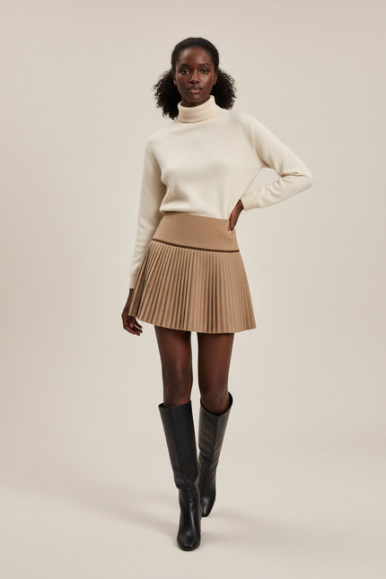 Jupe Plissée mini camel chic