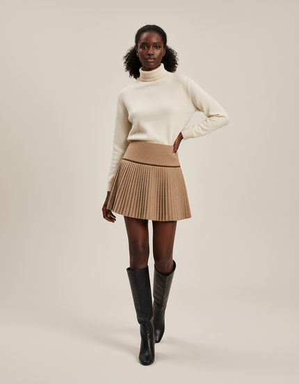 Jupe Plissée mini camel chic