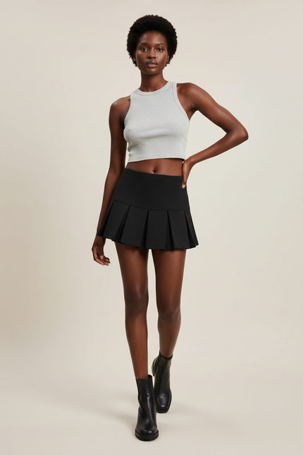 Jupe Plissée noire skater chic