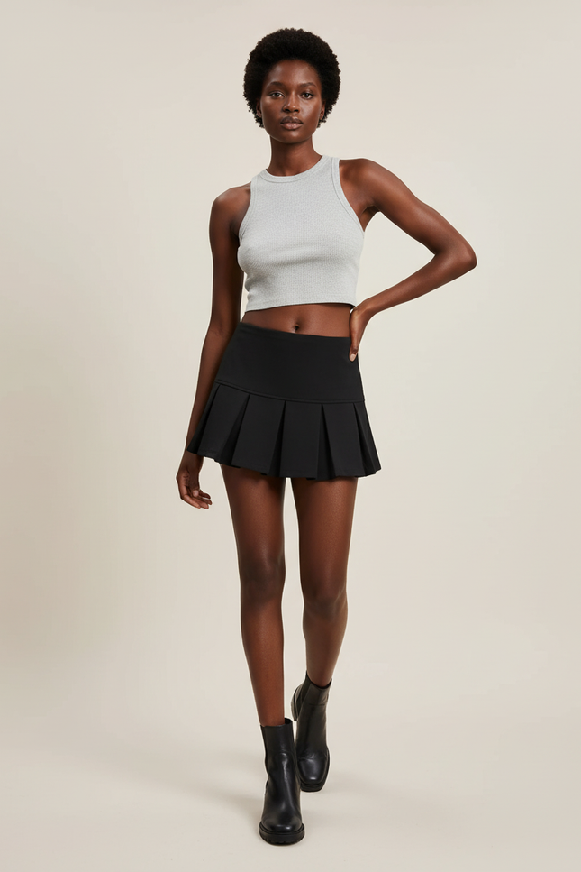 Jupe Plissée noire skater chic